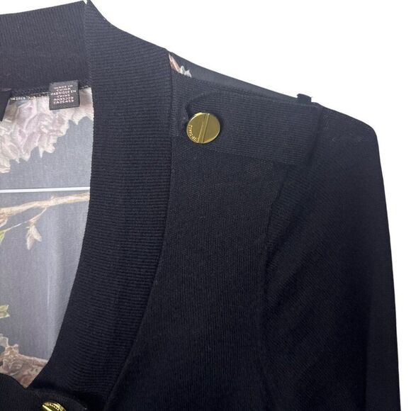 Ted Baker Womens Black Bird Print Cardigan With Gold Buttons Size 2 - Picture 6 of 7